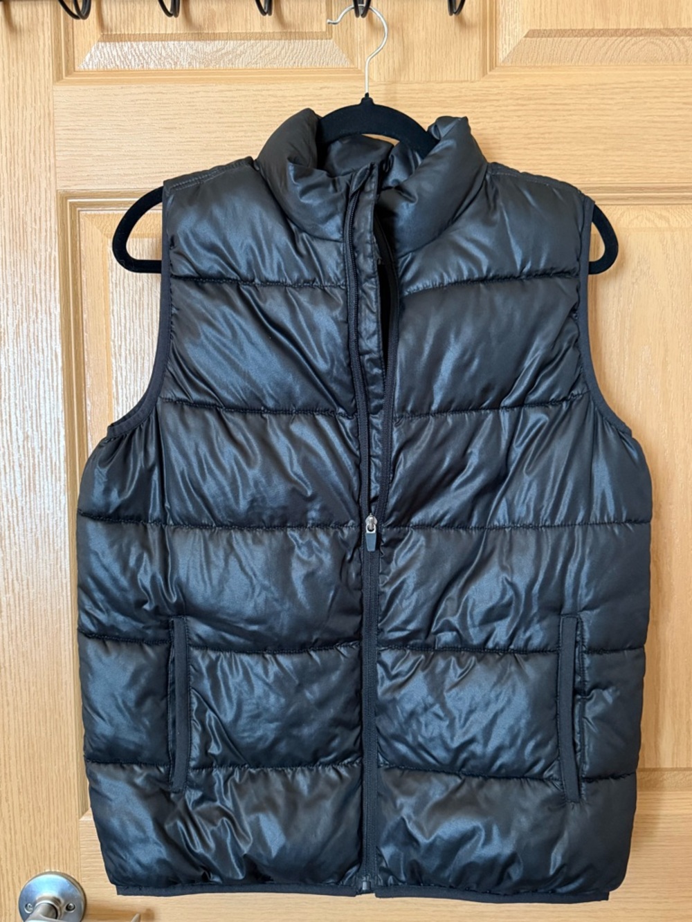 Old Navy Black Quilted Vest with Logo Patch